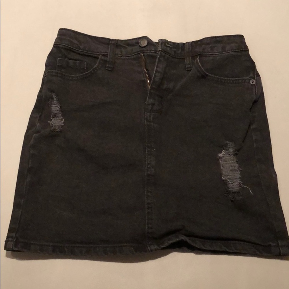 Black denim skirt
